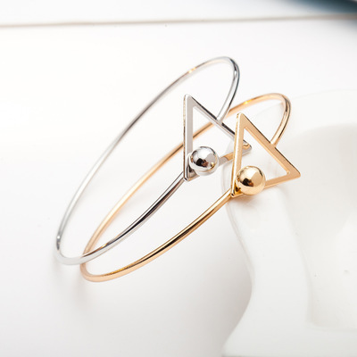 Bangle Explosion Models Geometric Hollow Triangle Bracelet Copper Gold-plated Silver Black Female Bracelet display picture 4