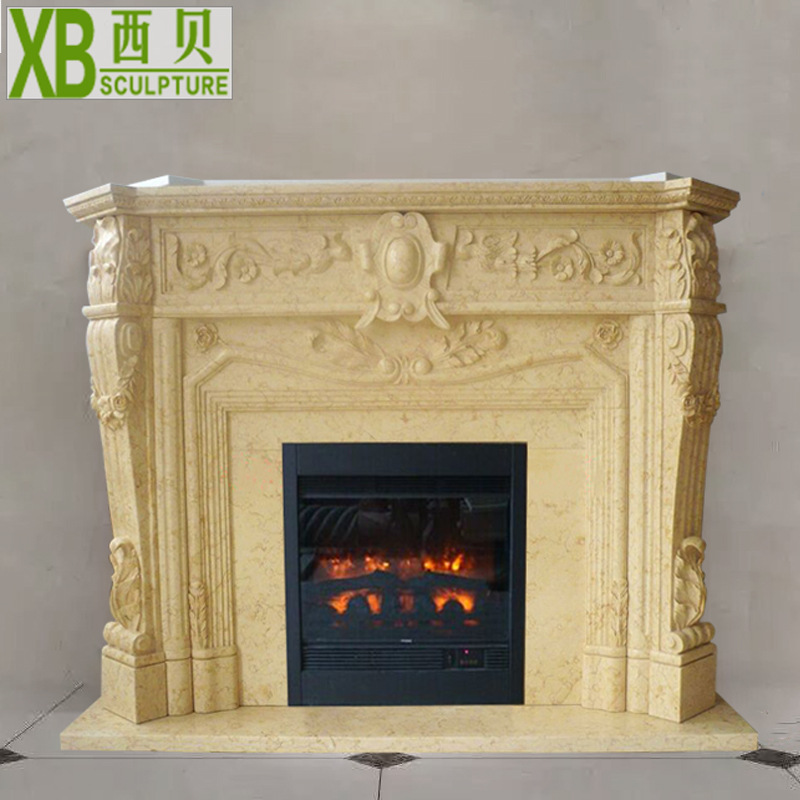 大理石黄色石材简约壁炉   工厂热销 欧式石雕米黄壁炉架  80|ru