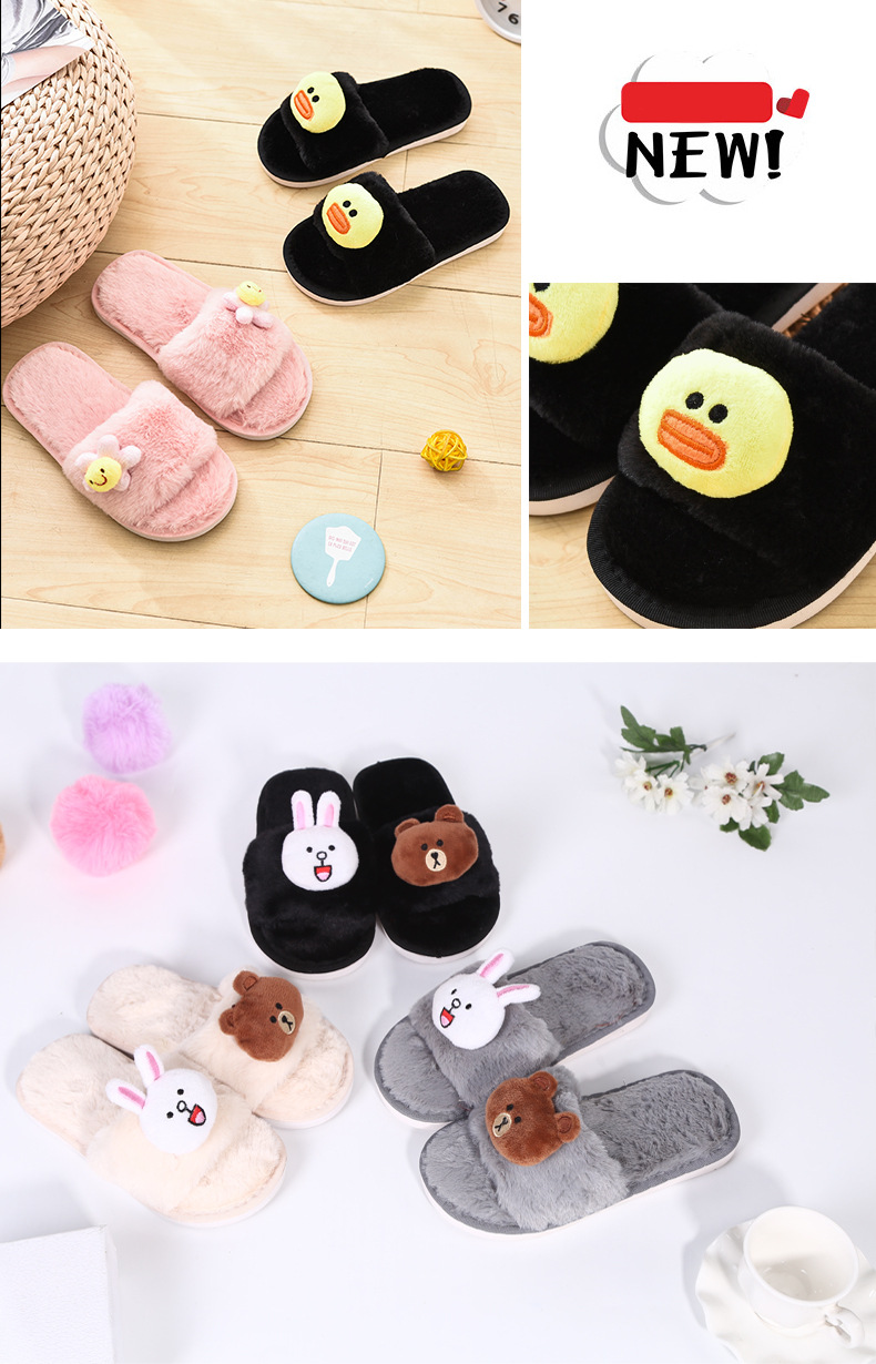 cartoon bunny bear plush slippers NSPE20084