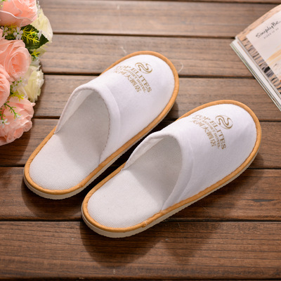 四星级酒店密丝绒拖鞋宾馆客房一次性防滑加厚拖鞋厂家直销印LOGO