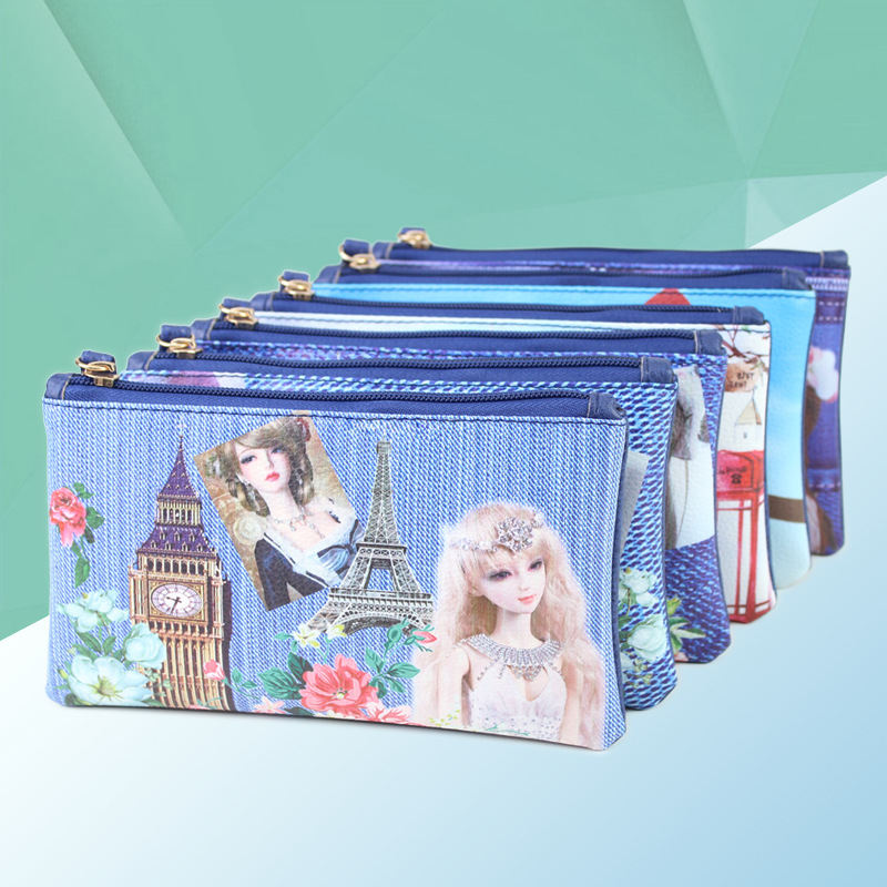 厂家直供2018新款欧美卡通印花定做LOGO女士PU手拿包创意可爱零钱|ms