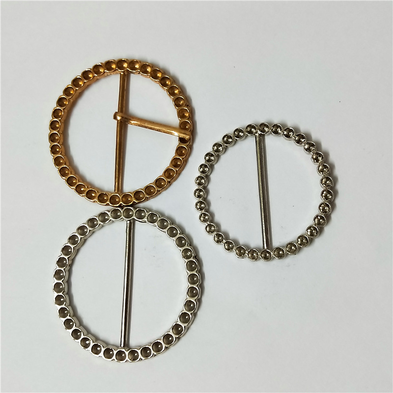 高档外贸服装镶钻圆环日字针扣 圆圈椭圆腰带扣 鞋扣 箱包腰带扣