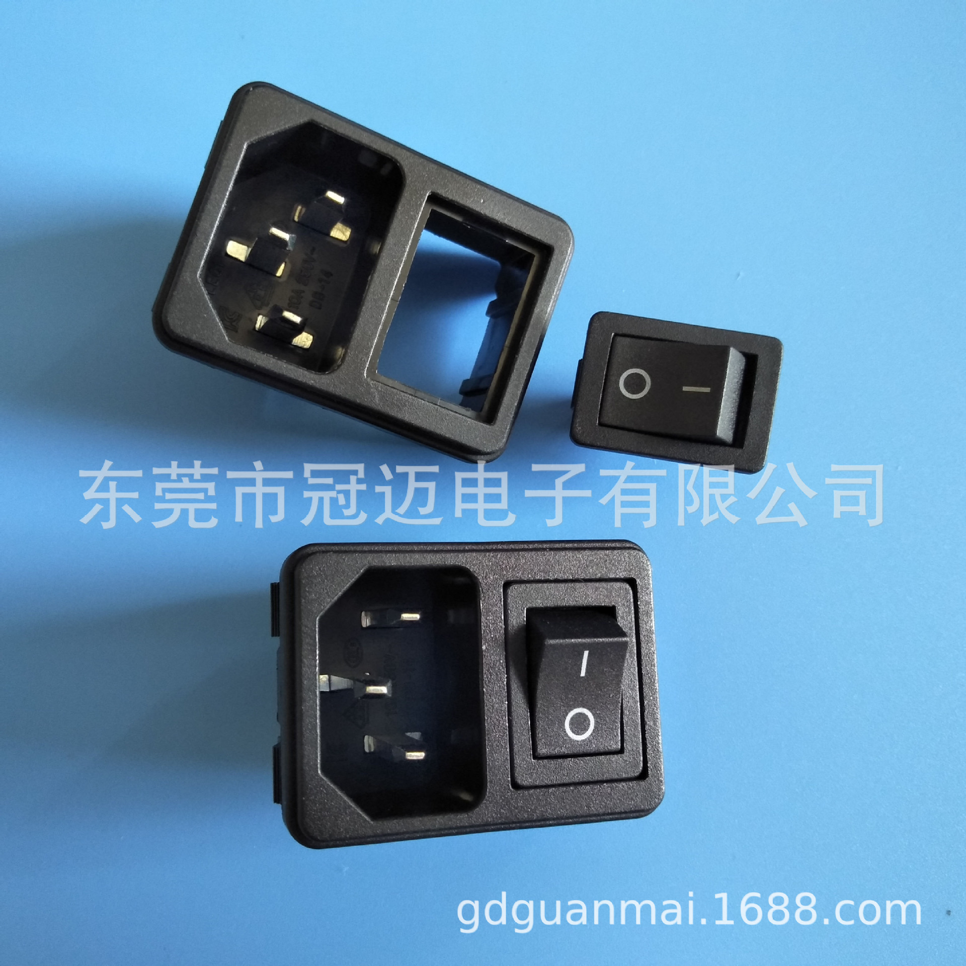 DB-14-2F+RS电源插座 二合一插座品字插座带开关卡式 41*30带认证