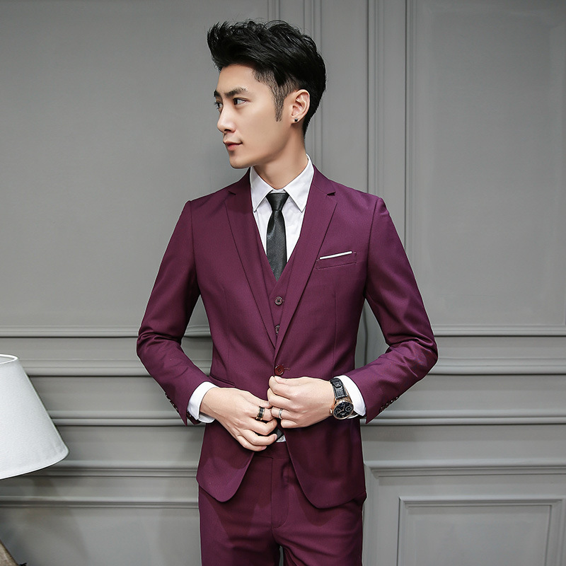 Traje traje de tres piezas SLIM-Fit coreano casual traje de negocios formal vestido de novia novio mejor traje de hombre