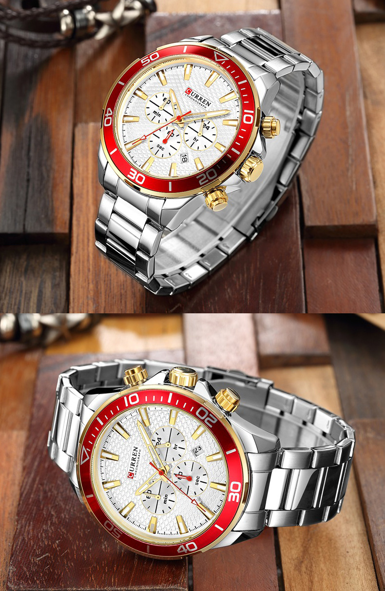 Men's Steel Band Casual Watch - Silver Blue