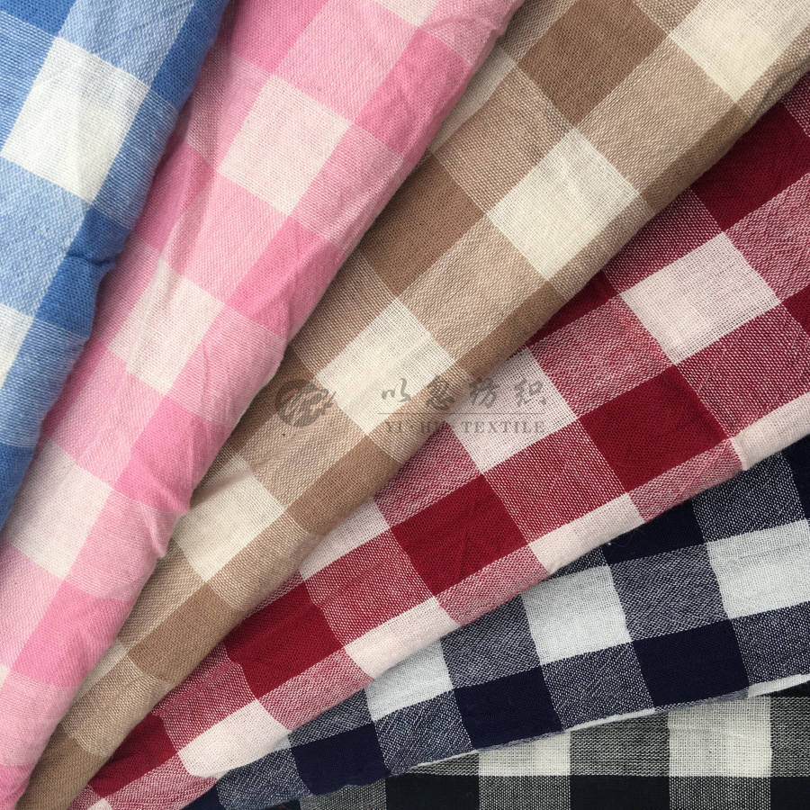 现货供应 色织面料 全棉水洗布 童装女装 双11热卖