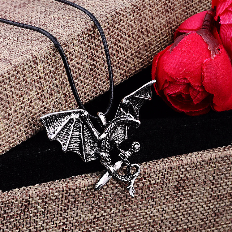 Magic Dragon Necklace Men's Titanium Steel Gothic Pendant_voghion.com