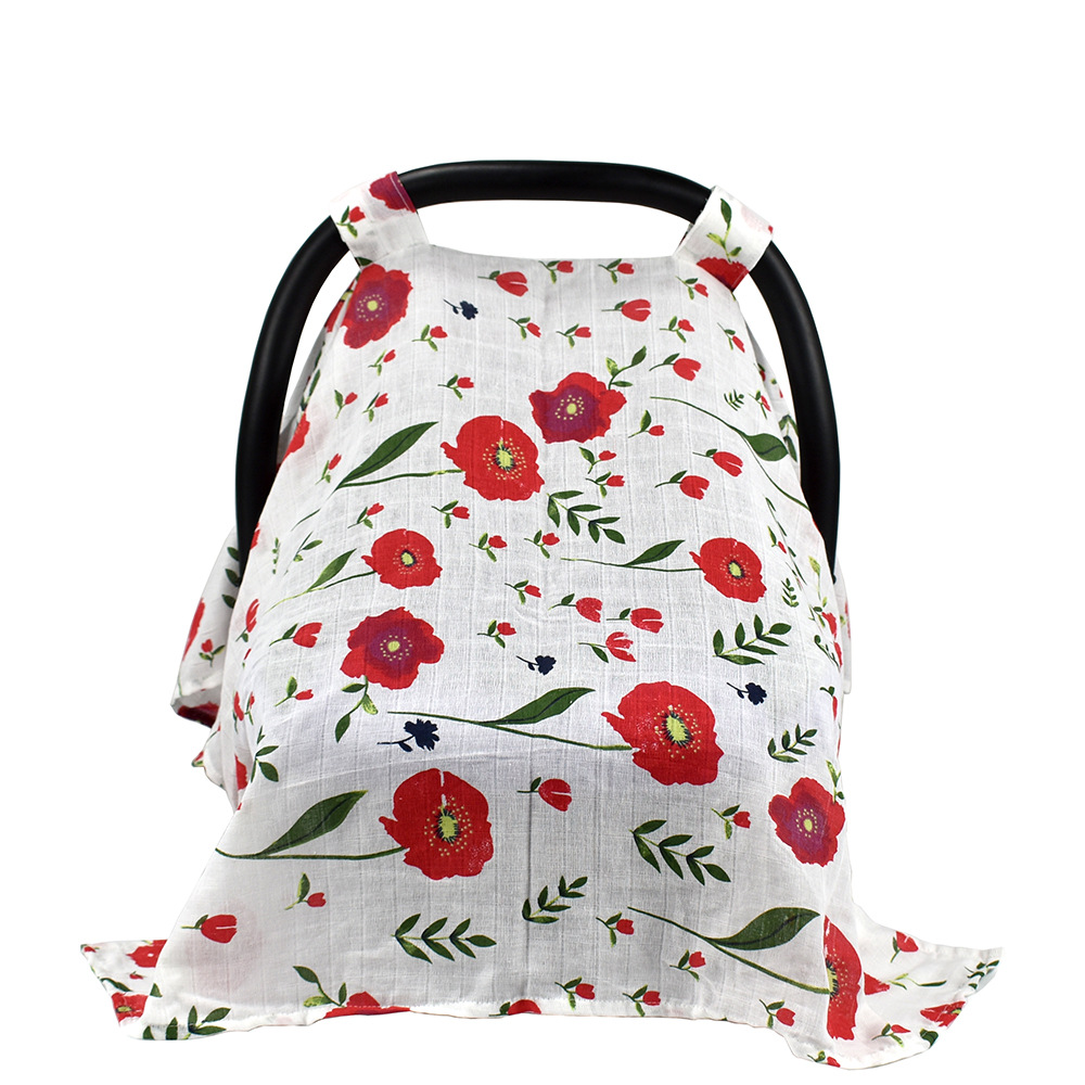 Cubierta de coche transpirable de hilo de muselina multifuncional sombrilla de asiento de bebé de 5 colores transfronterizos