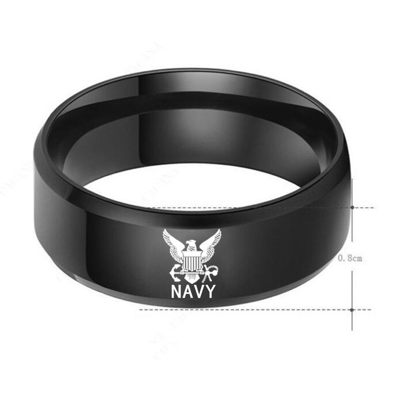 Titanium Steel American Soldier Emblem Badge Ring
