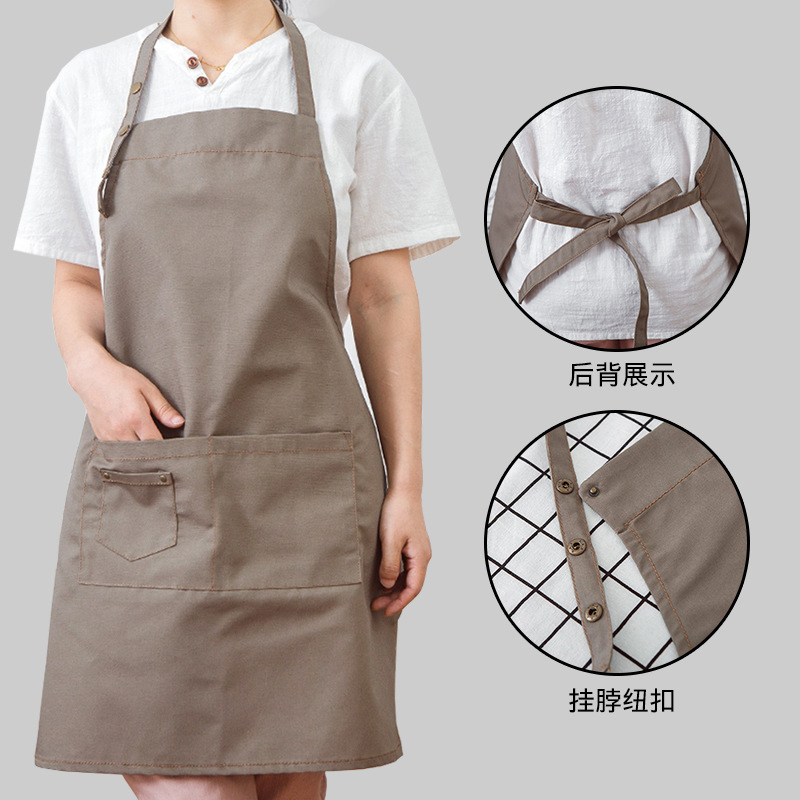 Estilo coreano moda delantal imprimible Logotipo de impresión leche té café floristería hornear manicura tienda olla caliente hombres y mujeres ropa de trabajo