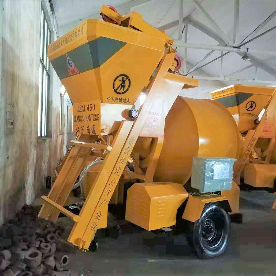 JZM450电动爬斗滚筒式双锥反转出料混凝土搅拌机