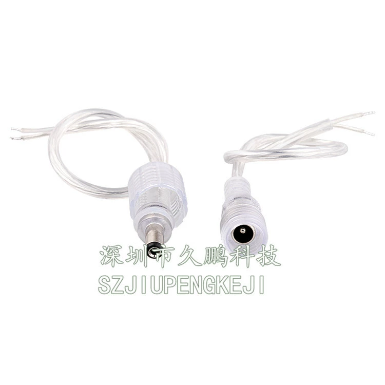 DC, transparent waterproof small LED power cable, 2.1mm