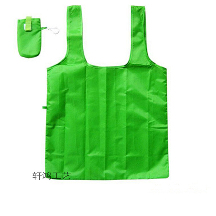 专业定制印花涤纶便携背心袋 尼龙折叠拉链购物袋 手提超市背心袋