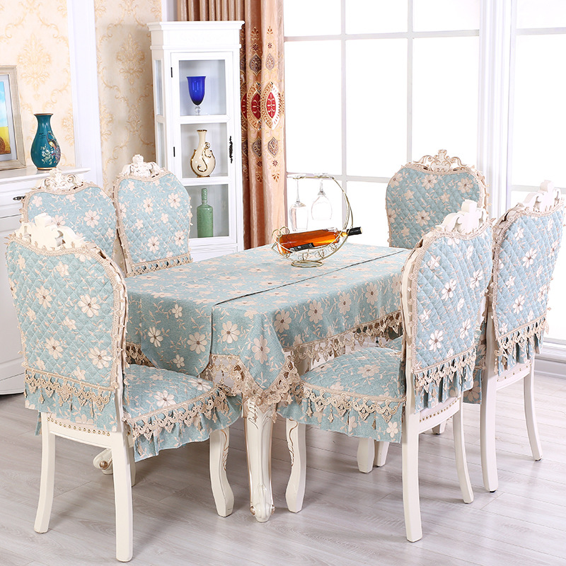 欧式亚麻梅花蓝椅垫 (1)