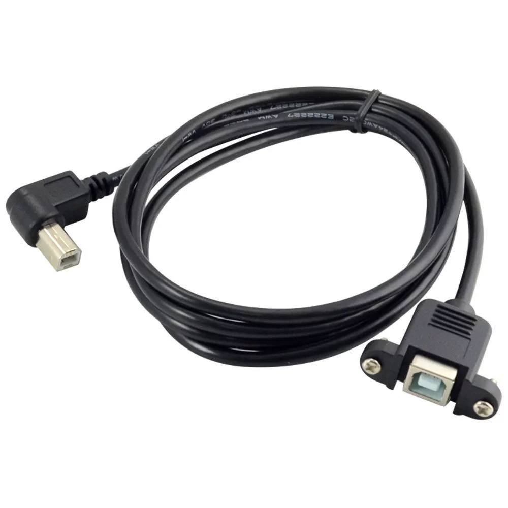 USB 2.0 B штекер в B гнездо удлинитель, панельный кабель USB 2.0 BF/BM 90° изгиб 1 м