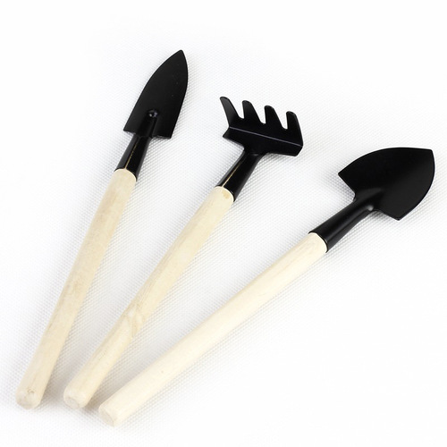 Three-piece gardening tool set, micro-landscape mini gardening tools, small shovel, rake, spade, plant pots and flowers