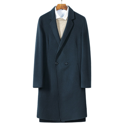 新款手工雙面呢子大衣男式雙排扣時尚側開叉潮流款工廠直批風衣男