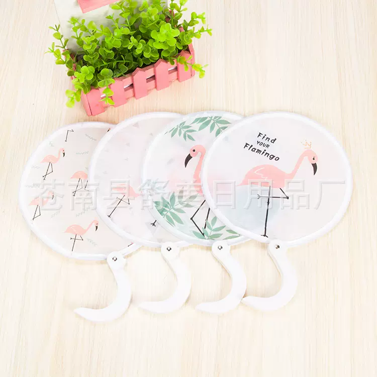 随身便携折叠圆形团扇 网红可爱卡通迷你口袋扇 飞盘扇