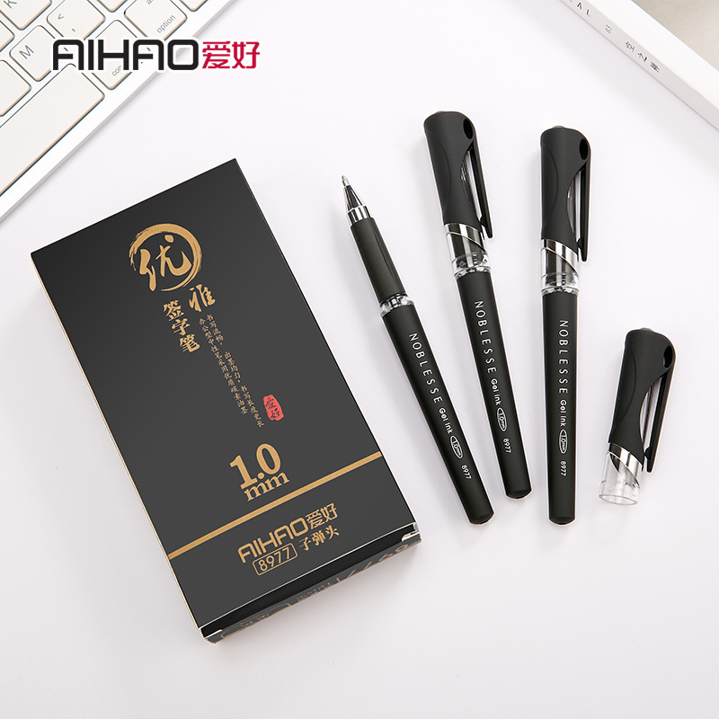 Hobby stationery large capacity gel pen 1.0mm carbon bold pen holder black business signature signature pen 8977