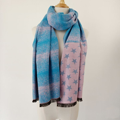 2018 Autumn and winter thickening keep warm Cashmere Five-pointed star Jacquard weave Collar scarf high-grade Versatile Shawl Female models