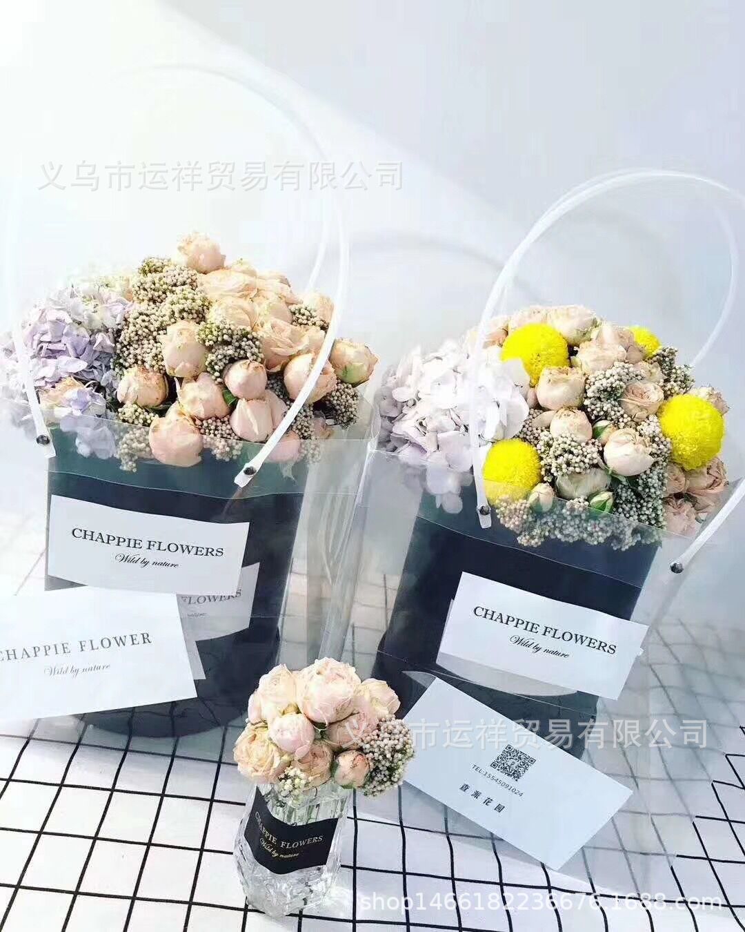 正方形透明礼品袋 盆栽手提袋子 塑料防水送礼袋 pp袋 牢固现货