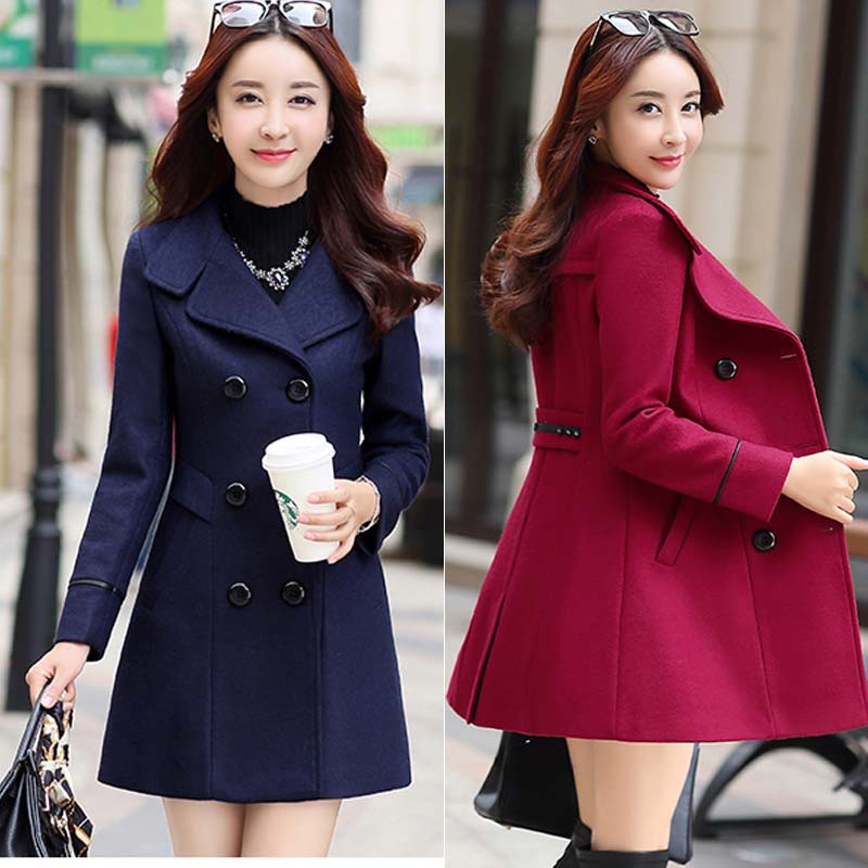 Women's Slim Long Woolen Coat