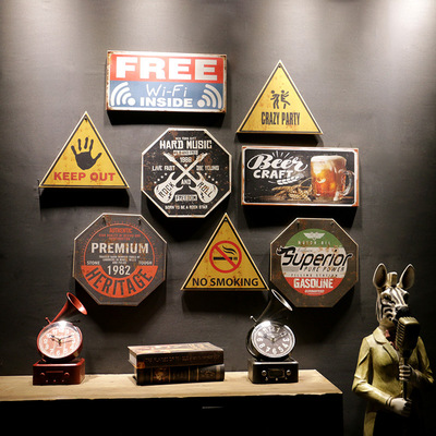 复古工业风格指示牌标牌系列墙上装饰品民宿挂件墙壁装饰木板画|ms