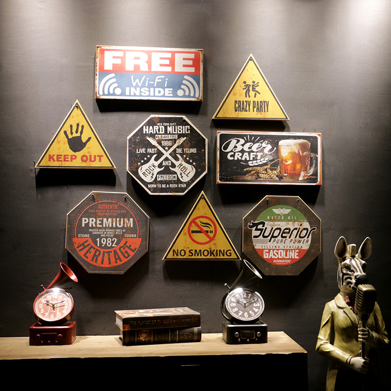 复古工业风格指示牌标牌系列墙上装饰品民宿挂件墙壁装饰木板画|ms