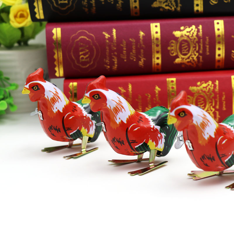 Gallo Catena Orologio Saltellante Pollo Anni '80 Ferro Nostalgico Giocattolo Mercato Notturno_voghion.com