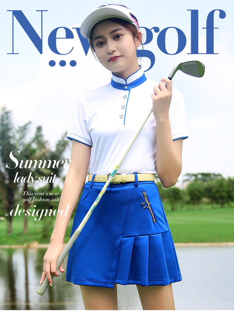 Váy golf nữ xếp ly ngắn mùa hè — QZ038 Màu Đỏ, QZ038 màu xanh lam, QZ038 màu trắng, QZ038 màu xanh hải quân chi tiết 3