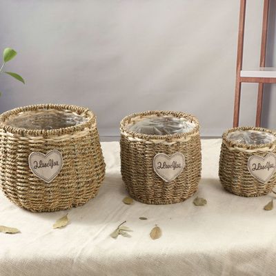 wholesale Straw Flower basket manual Woven baskets Home Furnishing Flower basket Container Flower basket Ornaments Straw technology Flower basket