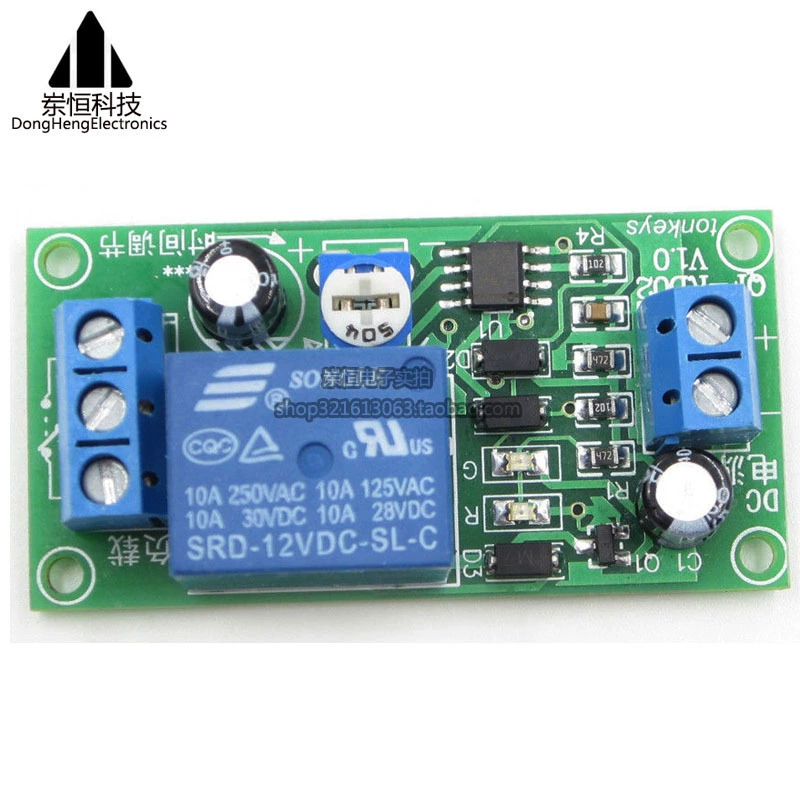 NE555 моностабильный 12V питания на задержке отключения управления с нормально открытым и нормально закрытым 60 секунд регулируемый (D1B6)