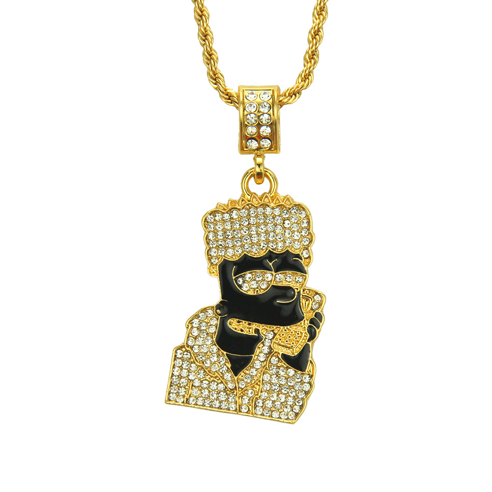 Wholesale Hip Hop Rapper Jewelry Necklace Full Rhinestone Alloy Present