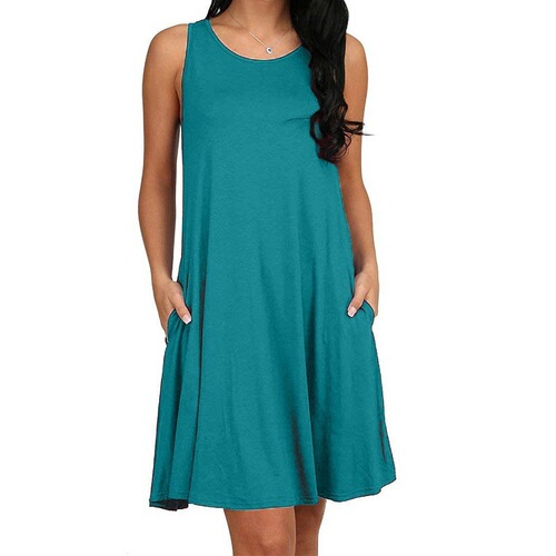wishebay Western and European Summer and Autumn Crew Neck Blouse Dress T-shirt Dress Women