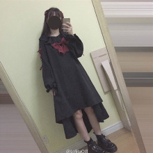 淘宝推荐日系萌软妹系荷叶边傀儡娃娃op暗黑少女蝴蝶结绑带连衣裙
