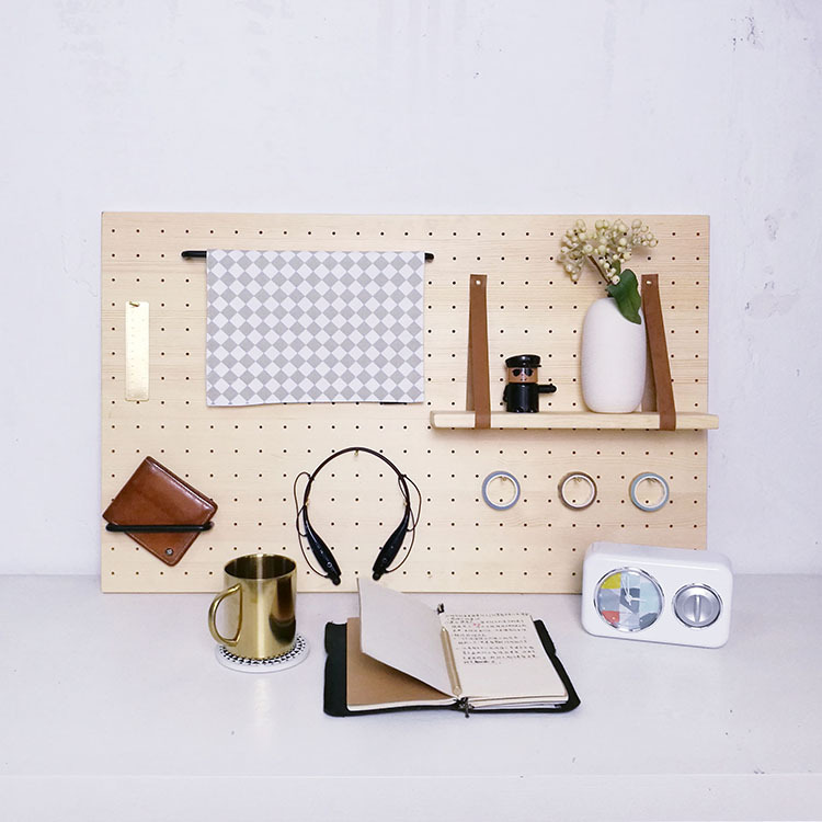 小木の良品源头工厂INS实木质洞洞板收纳客厅厨房卧室隔板墙壁置