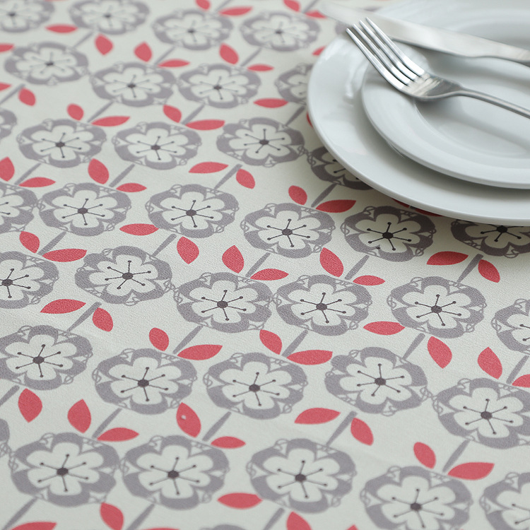 Moderne minimalistische Couchtisch- und Esstischdecke aus doppelgewebtem, dickem Canvas mit Blatt- und Blumenmuster, komplett aus Baumwolle._voghion.com