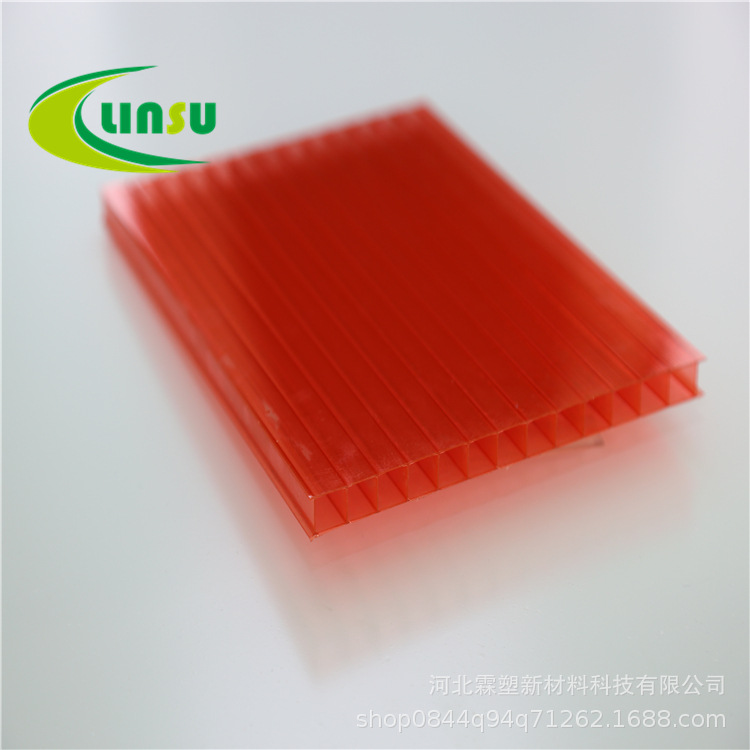 河北厂家加工透明pc阳光板婚庆展会搭棚4mm6mm中空红色阳光板