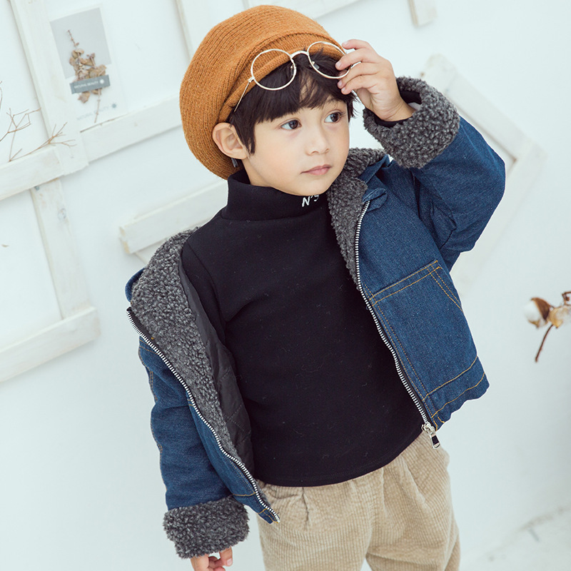 2018 new pattern Western style jacket Children's clothing baby Jacket Boy Autumn and winter Chaqueta Plush thickening children Winter clothes