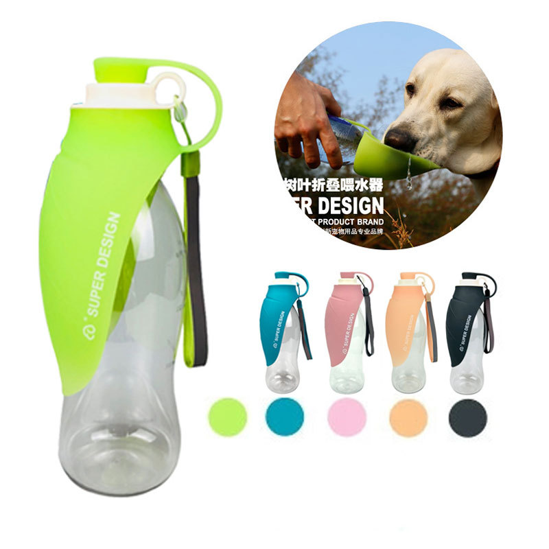 Pet accompanying cup dog drinking water cup out of the brigade…