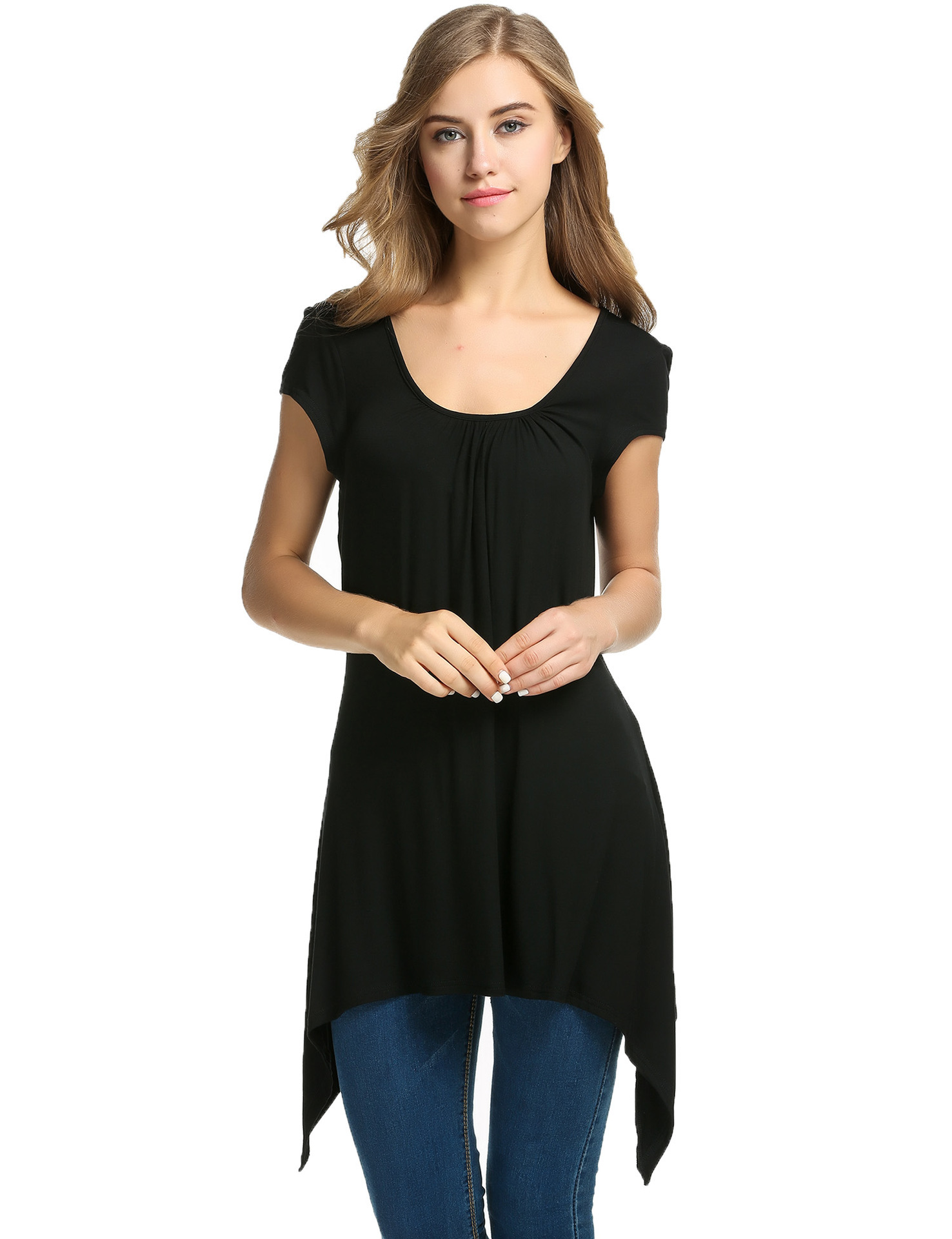 速卖通ebay爆款优质欧美大码女装中长款短袖T恤蝙蝠衫女式打底t恤