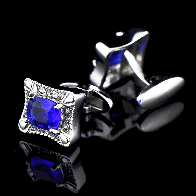 英博蓝色锆石水晶镶钻袖扣袖钉男商务法式纽扣685Cufflinks991485