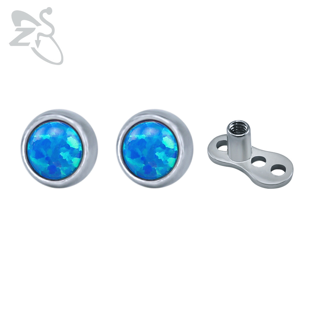 European American Retro Opal Buried Nail Piercing Jewelry 316L Surgical Steel Blue Gem Skin Grafting Nail detail image 9