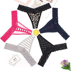 性感中腰女士內褲大碼 熱賣高檔蕾絲鏤空交叉帶女三角褲潮 亞馬遜