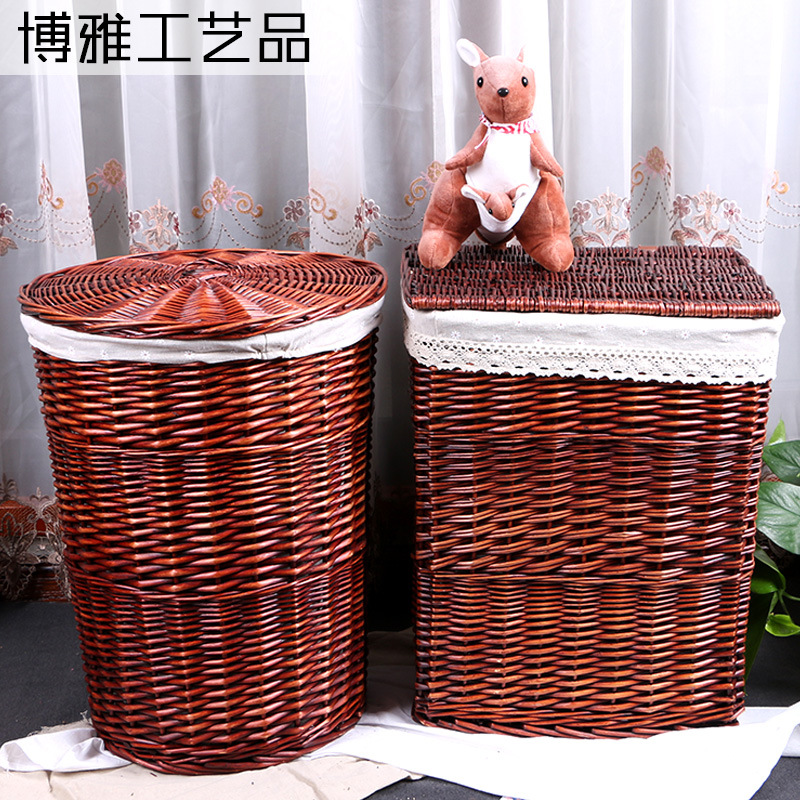 厂家批发田园风家居柳编脏衣篓酒店收纳筐洗衣篓会所杂物筐编制品