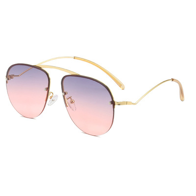 new pattern Cross border Sunglasses men and women Same item Sunglasses personality Frameless Sunglasses colour Metal Yurt 8378