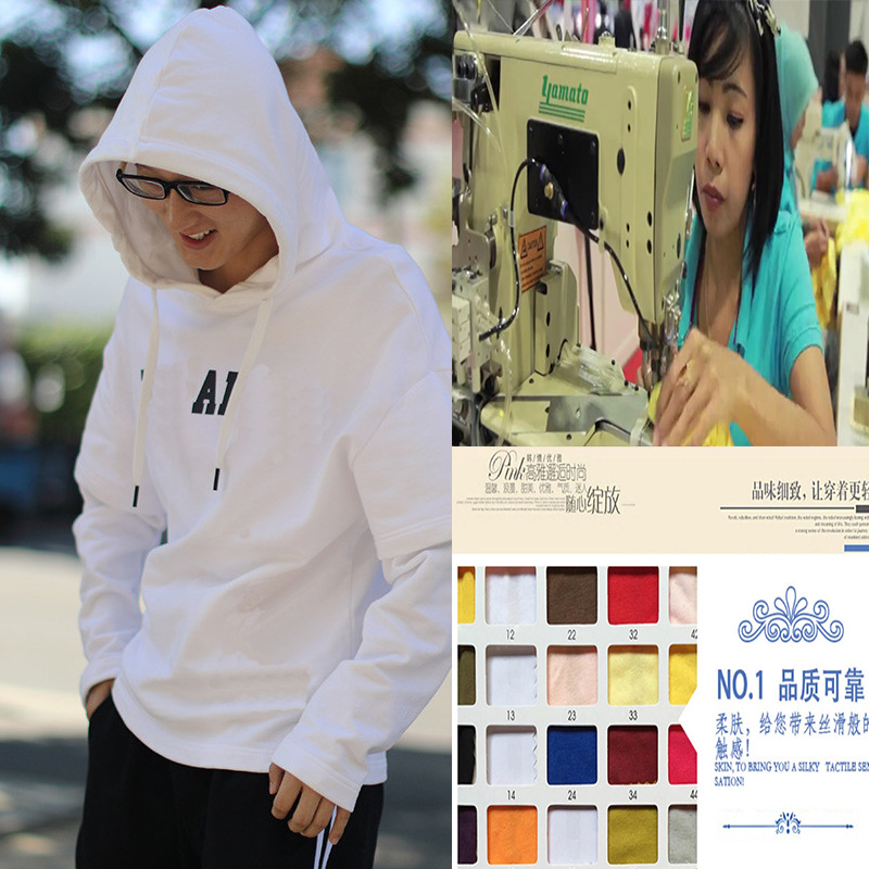 韓版男士連帽衛衣青少年學生2019秋季新款套頭時尚印花R潮流帽衫