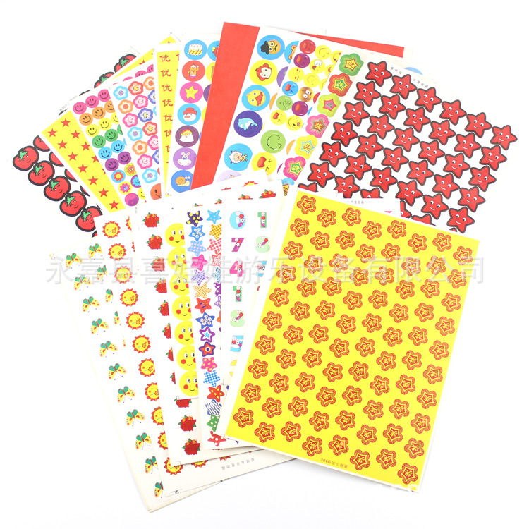 kindergarten Reward Praise Sticker children Encourage Self adhesive Sticker Cartoon animal character Smiling face Wuxing Sticker
