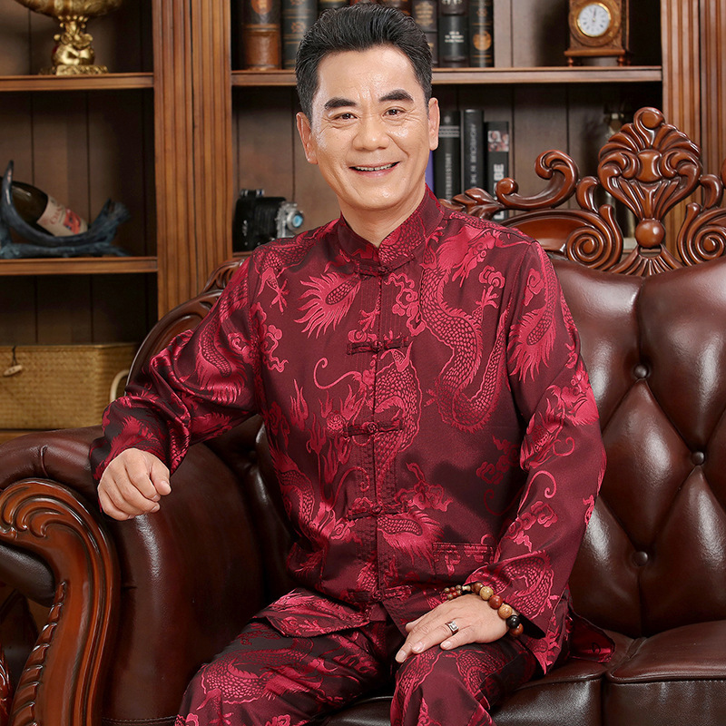 New summer chinese style! tang suit men's summer short-sleeved suit for middle-aged and elderly New summer chinese style! tang suit men's summer short-sleeved suit for middle-aged and elderly