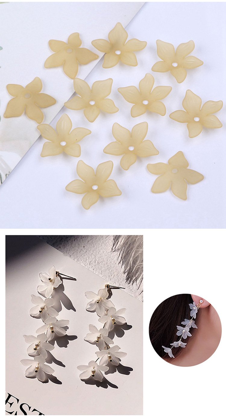 Factory direct sales of 22mm mid-hole five-petal flower Korean-style bride headwear flower acrylic scattered beads ancient-style hairpin accessories detail image 6